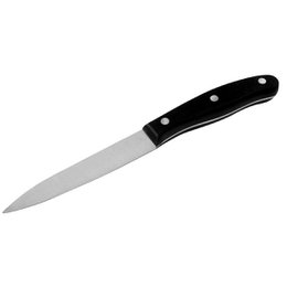 A 22 cm stainless steel paring knife with a black handle, suitable for vegetable preparation tasks.