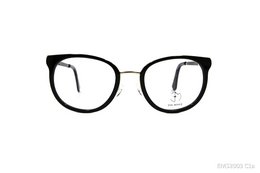 Black round eyeglasses with gold accents, suitable for prescription lenses.