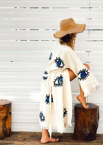 Lange kaftan van biologisch katoen Matia