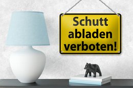 Tin sign warning sign 18x12cm dumping rubble forbidden decoration