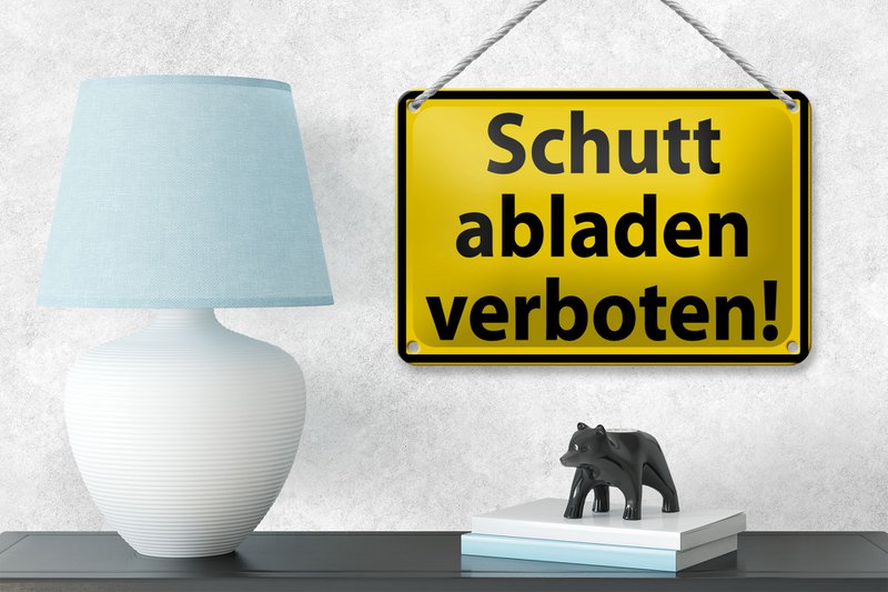 Tin sign warning sign 18x12cm dumping rubble forbidden decoration
