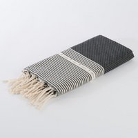 Hammam Towel Fouta Waffle Stripes - Black - 100x200cm