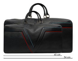 Stor model - Initial LAKE VIEW rejsetaske - Cognac - Gul piping
