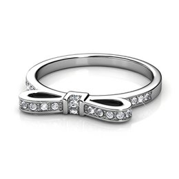 Bague Ribbon - Argenté et Cristal