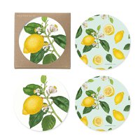 2 SIDED COASTERS - LEMON - 4 PACK - made in Europe