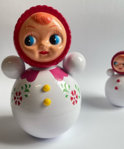 Retro doll Tumbler-roly poly white XL 24cm.