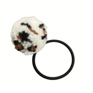 Luna -Leena Hair Tie Pom Pom (1x) - Leopard - weiche Wolle - handgefertigtes Nepal