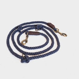 Twisted cotton adjustable dog leash in olive green, mocha, forest green, rusty red, and midnight blue colors. Features a sturdy rope design with metal hardware for durability and adjustability.