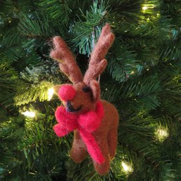 Håndlavet filt biologisk nedbrydelig julebrun Rudolph hængende dekoration