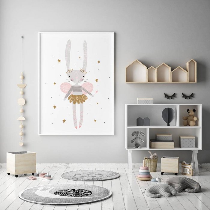 Kinderkamer poster Konijn als engeltje