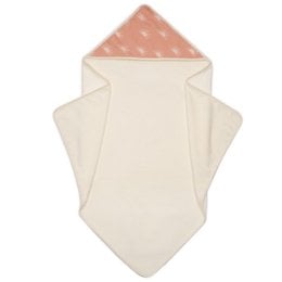 Soft, absorbent baby towel with a bamboo terry hood in a sun design. Made of high-quality materials for gentle drying and comfort.