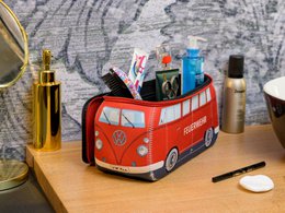 Volkswagen VW T1 Bus 3D Neopren Universal Taske, Stor - Feuerwehr/Brandbil/Rød