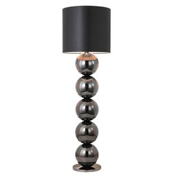 Tall, anthracite-colored floor lamp with a stacked glass ball design and a black fabric shade.