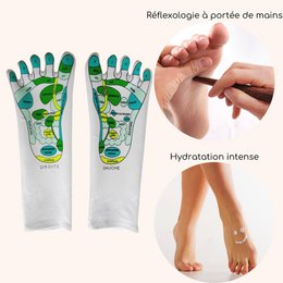 Chaussettes Réflexologie SPA Adoucissantes - Gel Hydratant aux Huiles de Jojoba et Olive, Vitamine E et Lavande - Redonne Douceur et Souplesse aux Pieds – Zone de Massage Réflexologie