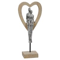 Skulptur Herz Aroha, braun, silberfarben H.34 cm