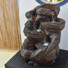 Fontaine XL- Niagara - Intérieur et Extérieur Cascade 5 Niveaux – Fontaine Jardin Terrasse Salon Nature Zen Lumière LED