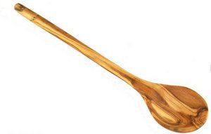 Set van 4 kooklepels, ca. 30 cm, gemaakt van olijfhout