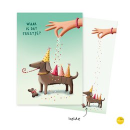 wenskaart party dog