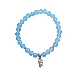 Ladies bracelet Blue Agate 6 mm with dream catcher charm