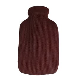 A burgundy-colored hot water bottle with a soft, textured surface. Ideal for keeping kids warm and cozy.