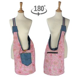 Bolso vaquero sostenible Sunsa. Bolso bandolera portátil de 2 caras. Bolso hobo. Bolso bandolera bohemio