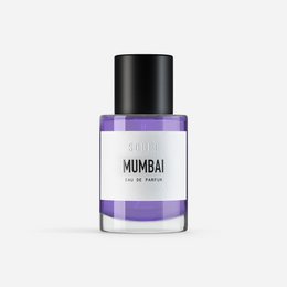 Floral, citrus, and woody fragrance in a sleek black bottle with purple label.