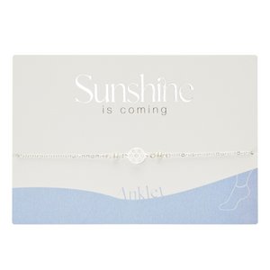 Anklet-"Sunshine is coming"-silver pl.-pearl