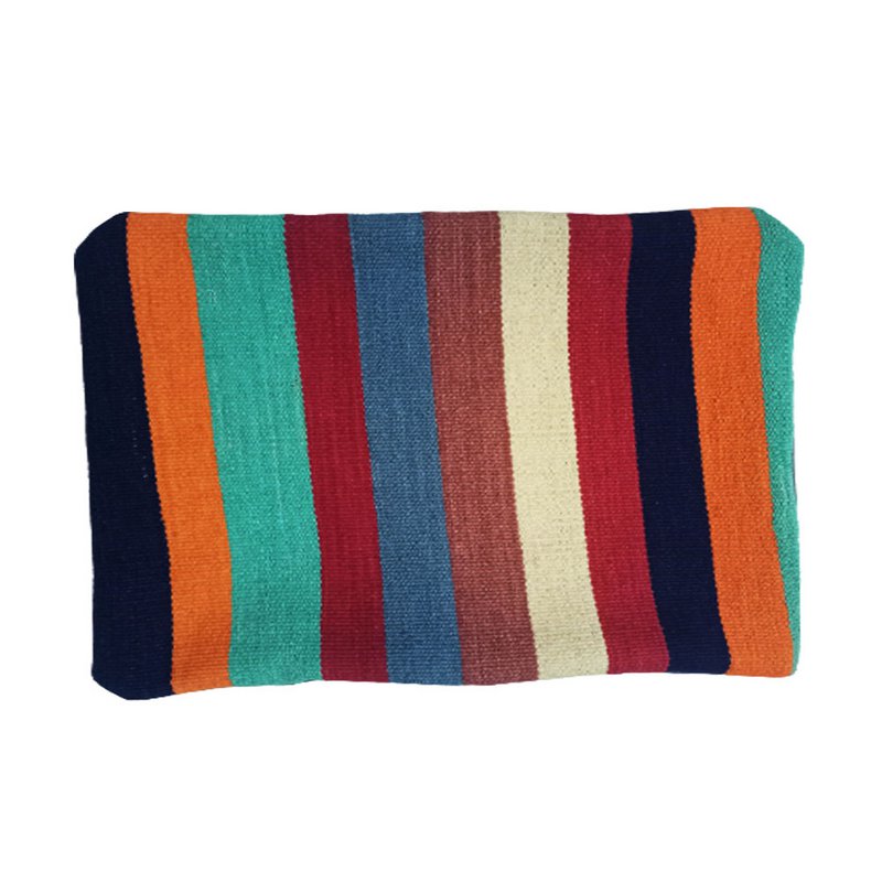 Funda de Cojín Naranja Chocante Tejido a Mano Kilim