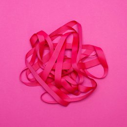Vibrant pink ribbon with "My Pretty Circus" text, perfect for gift wrapping, crafting, and decorating.