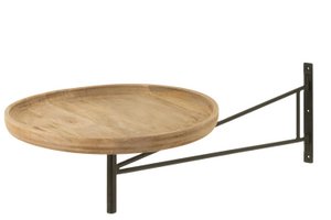 J-Line Table Wall Revolving Round Wood/Metal Natural