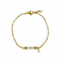 Bracelet Sunstone, Jade & Shell - Gold