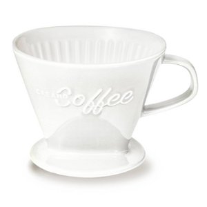 Creano Porzellan Kaffeefilter (Weiß), Filter Größe 4 für Filtertüten Gr. 1x4, ca. 800gr Gewicht für extrem sicheren Stand, Achtung schwer, in 6 Farben erhältlich