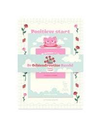 Pink floral notepads bundle, cute cat design, pastel colors, motivational text, set of three notebooks