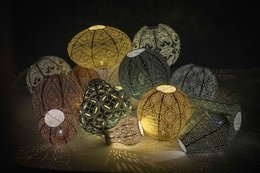 LUMIZ SOLAR LAMPION IKAT ROND - 30 cm - Light Taupe