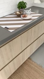  Beige and white striped induction cover, 80x52cm, for kitchen countertops.