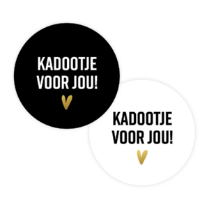 Stickers 40mm 50 stuks Kadootje voorJou zwart/wit