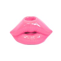 Candle holder - Lip - Ceramic - Neon Pink - 10,5x6,5x5,5cm