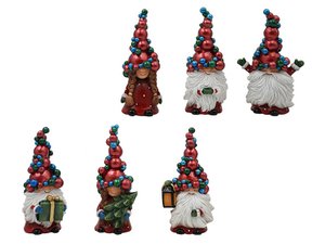 Kerstkabouters met poly kerstballen, 3,5x6x10cm