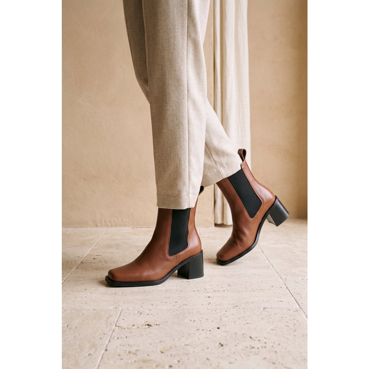 GRACE CUOIO - Leather Heeled Ankle Boots