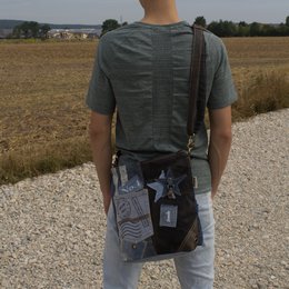 Bolso de hombro sostenible de mujer Sunsa. Bolso bandolera hecho de jeans reciclados y lona (canvas). Bolso estilo retro vintage. Bolso bandolera para mujer.