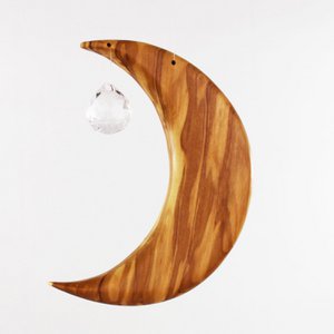 Raamdecoratie maan met kristallen bol 20mm