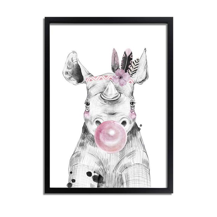 Neushoorn Kinderkamerposter Kauwgom