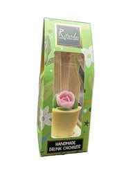 White drinking chocolate on a stick - rose, flower