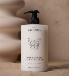 Softening dog conditioner for pet hair care. Contains moisturizing ingredients to gently condition and soften dog's coat.