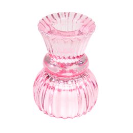 Bougeoir en verre à double extrémité - Rose
