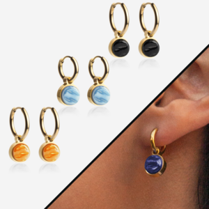 Gold hoop earrings with pendant • Mix & Match earrings