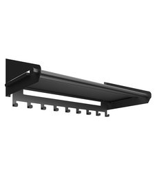 Black metal coat rack with 8 hooks for hanging coats, jackets, and other items.