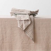 Linen Napkin Natural Brick Check Washed