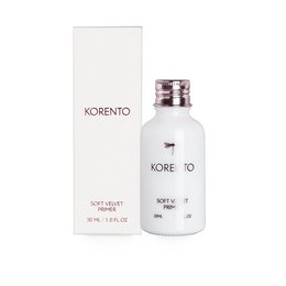 Soft, velvety face primer in a white bottle with a silver cap. Provides a smooth, even base for makeup application.