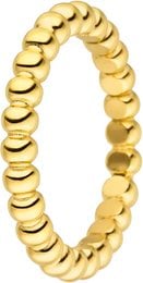 A gold-colored ring with a stacked design, featuring a series of round, disc-shaped elements. The ring appears to be made of a shiny, metallic material, likely gold or a gold-toned alloy.
